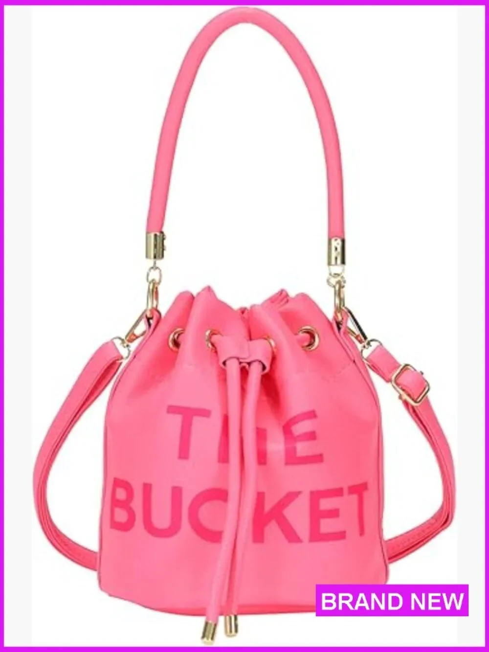 Mini Leather Bucket Bag Drawstring Crossbody Hobo Purse Adjustable Strap